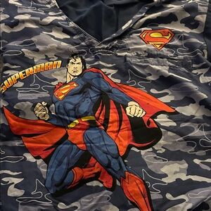 Superman Scrub top. - Blue and Red